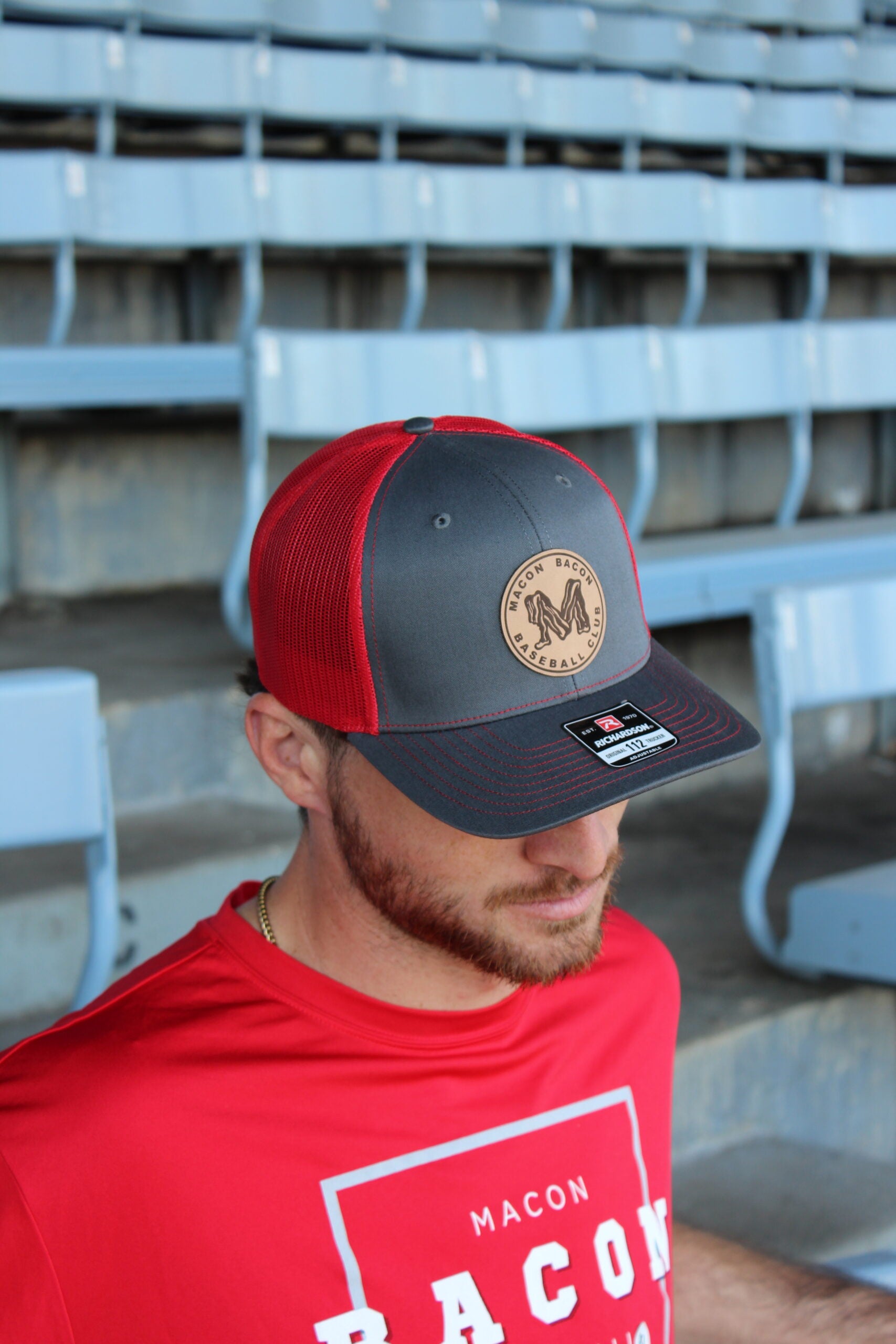 Macon Bacon Leather Patch Trucker Hat