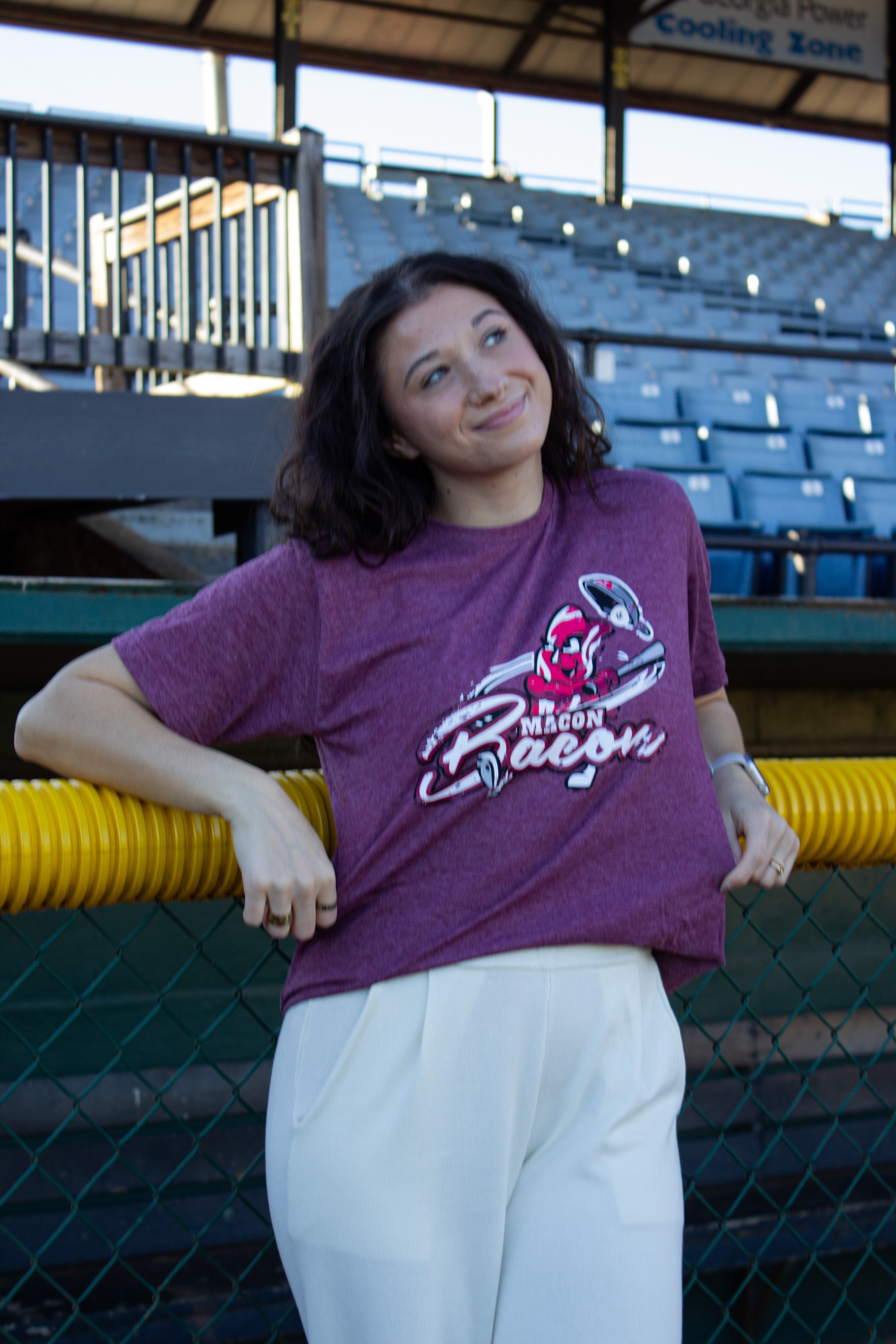 Macon Bacon Primary Logo T-Shirt - Heather Burgundy