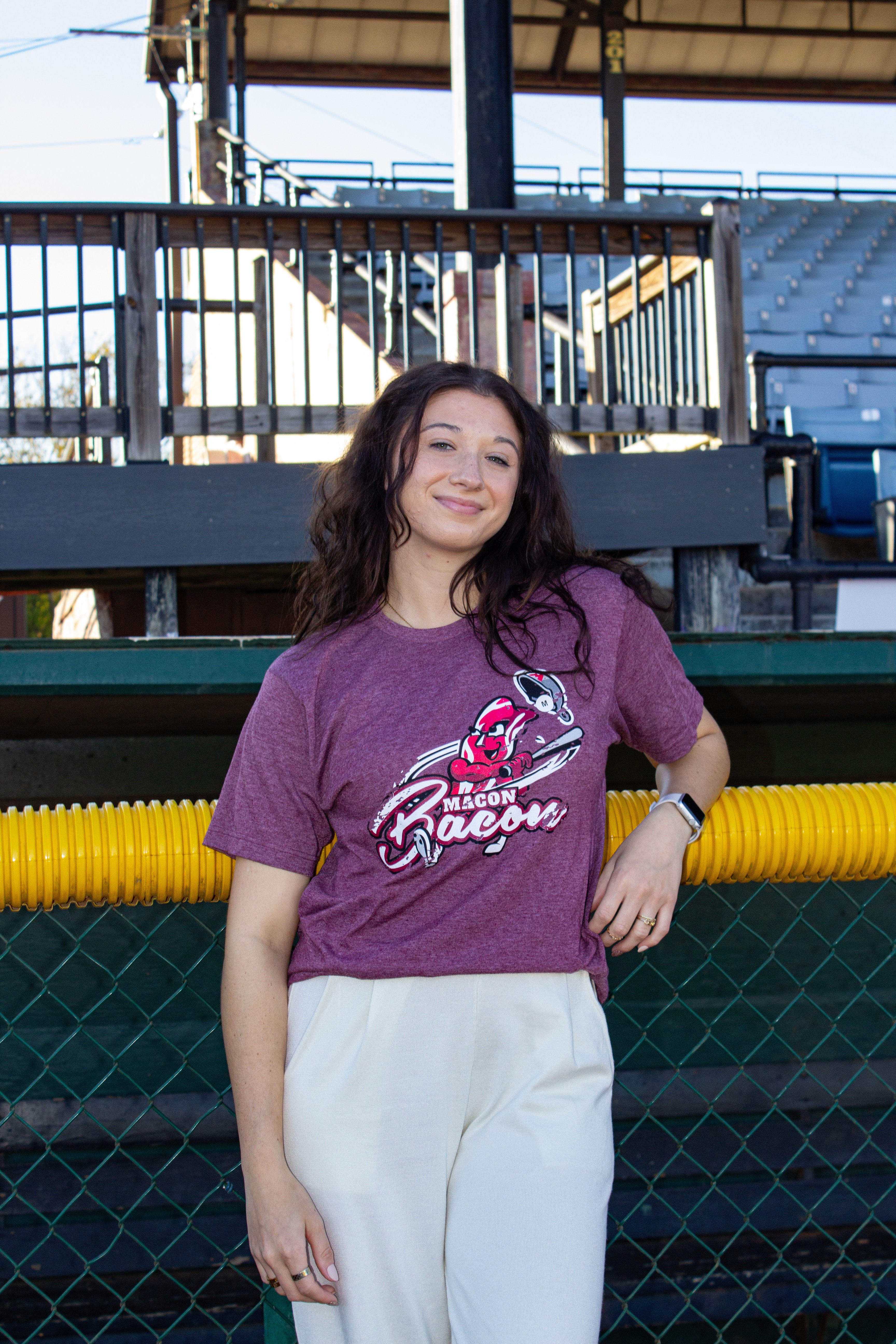 Macon Bacon Burgundy Primary Logo Tee