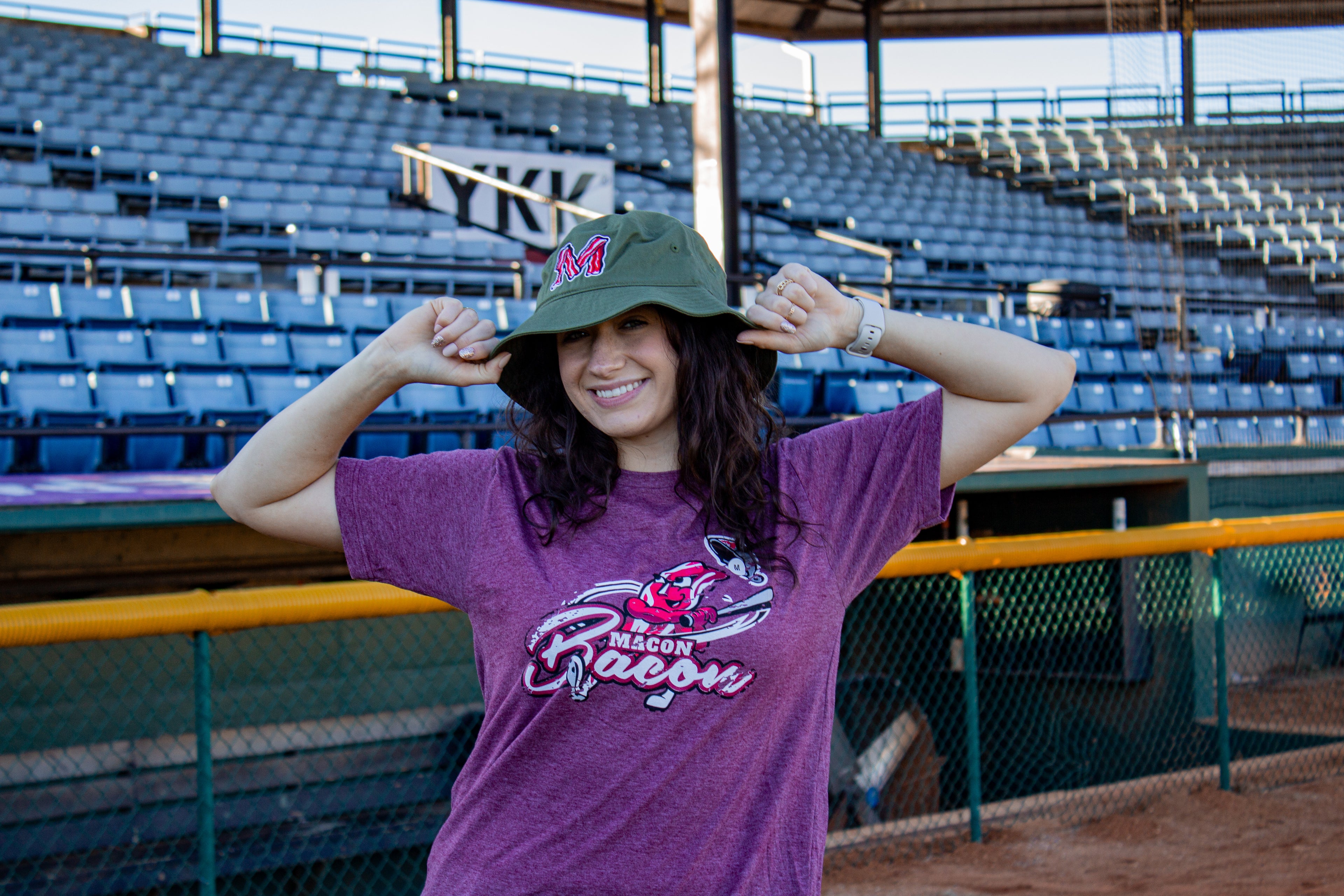 Macon Bacon Primary Logo T-Shirt - Heather Burgundy