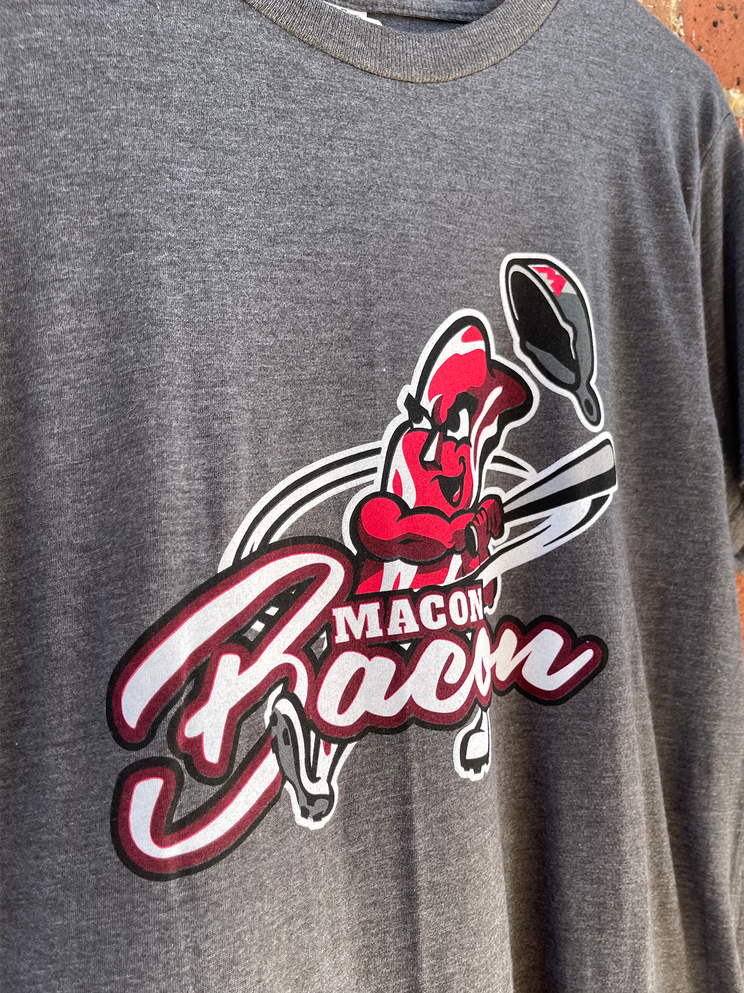 Macon Bacon Youth Logo T-Shirt - Heather Charcoal