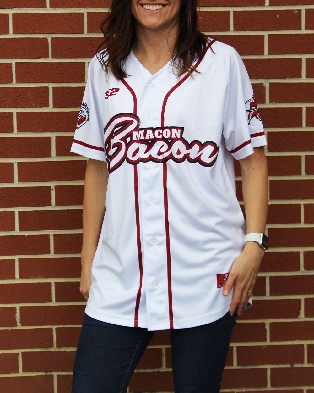 Authentic Macon Bacon Home White Jersey