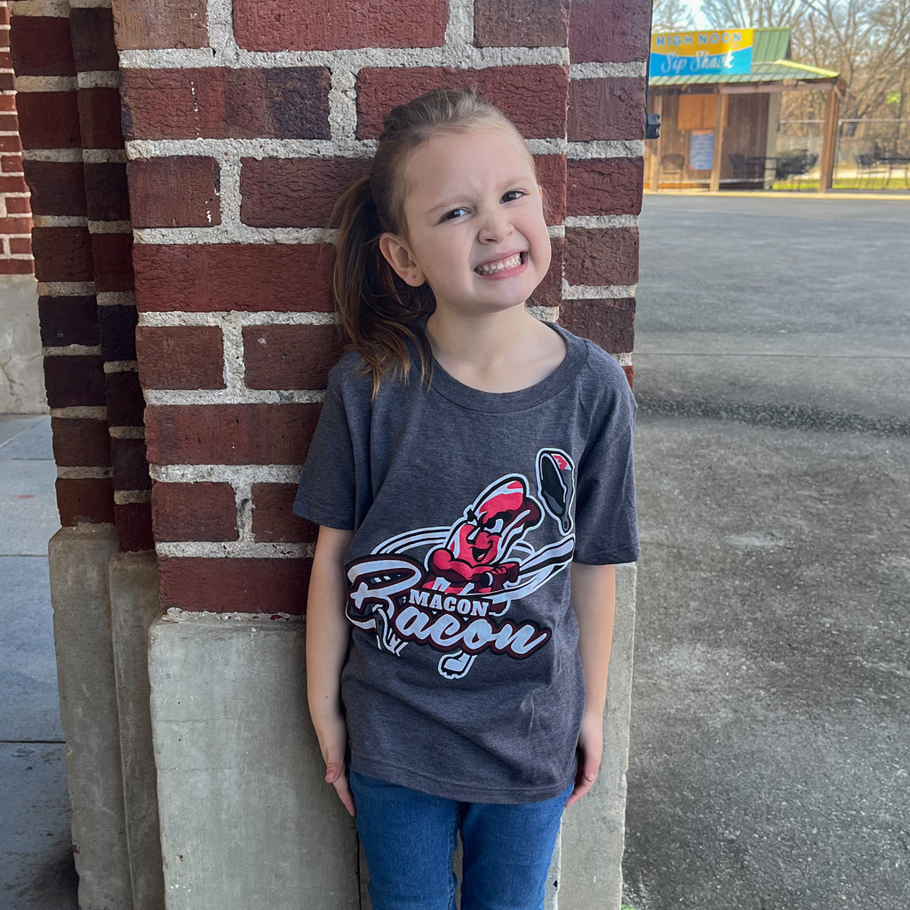 Macon Bacon Youth Logo T-Shirt - Heather Charcoal